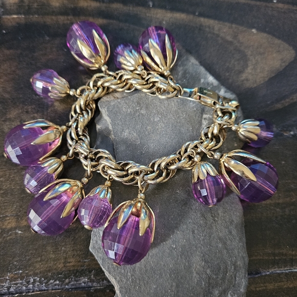 Napier Jewelry - Napier 50s Amethyst Glass Gold Bracelet